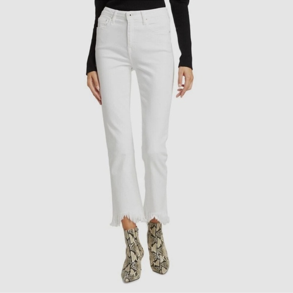 Jonathan Simkhai White Cropped Jeans with Frayed Hem